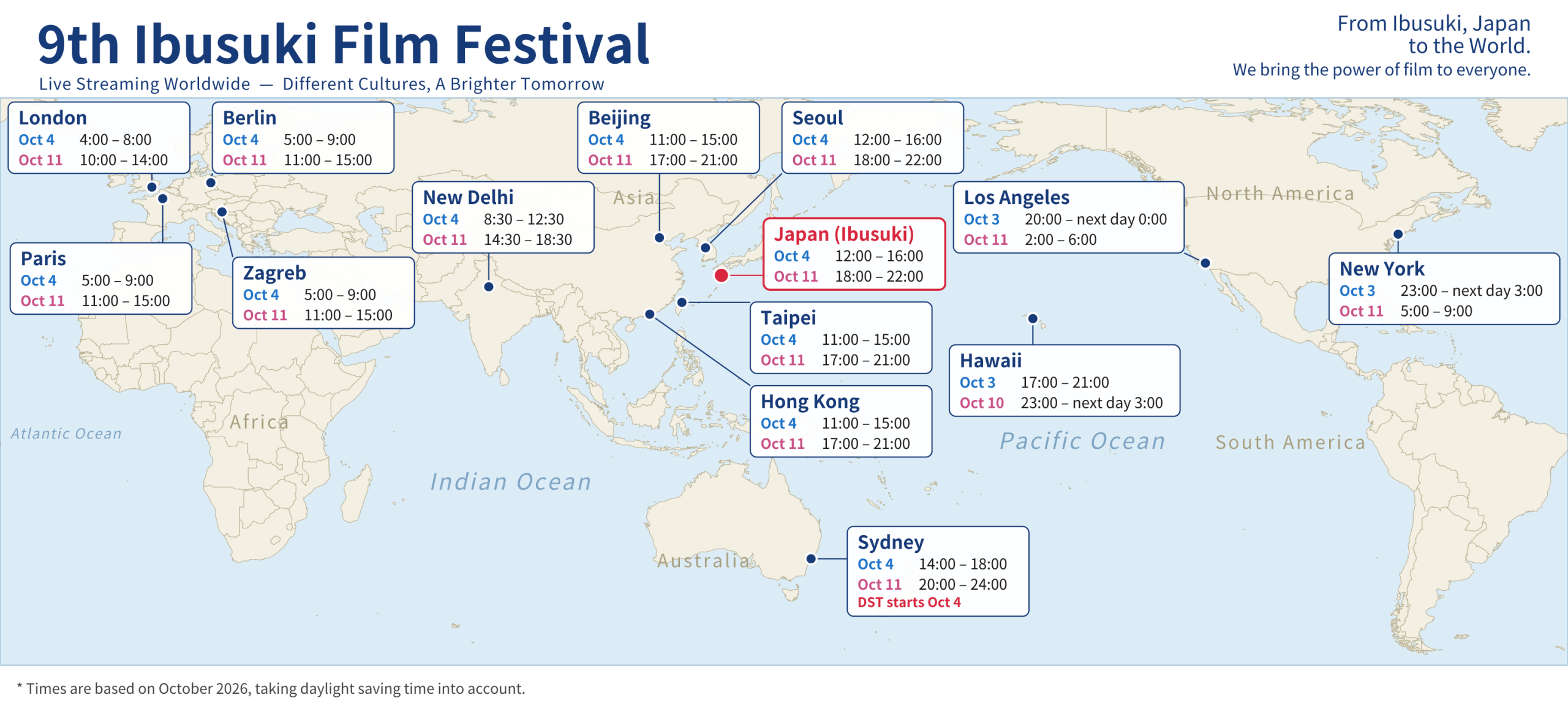 Map of the cities and regions where the festival is streamed